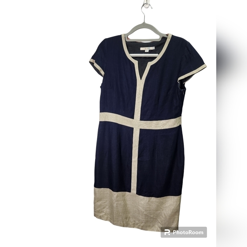 Boden Lined Sheath Dress US Size 10R  Colorblock Cap Sleeves